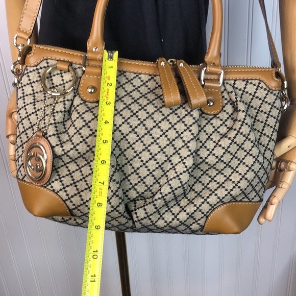 Vintage GUCCI Diamanté Sukey Canvas and Leather Rolled Top Handle Shoulder Bag - Picture 14 of 17